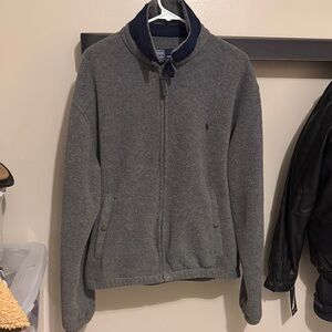 Polo Ralph Lauren Polartec Fleece Jacket Gray Full Zip Pony Logo Size L